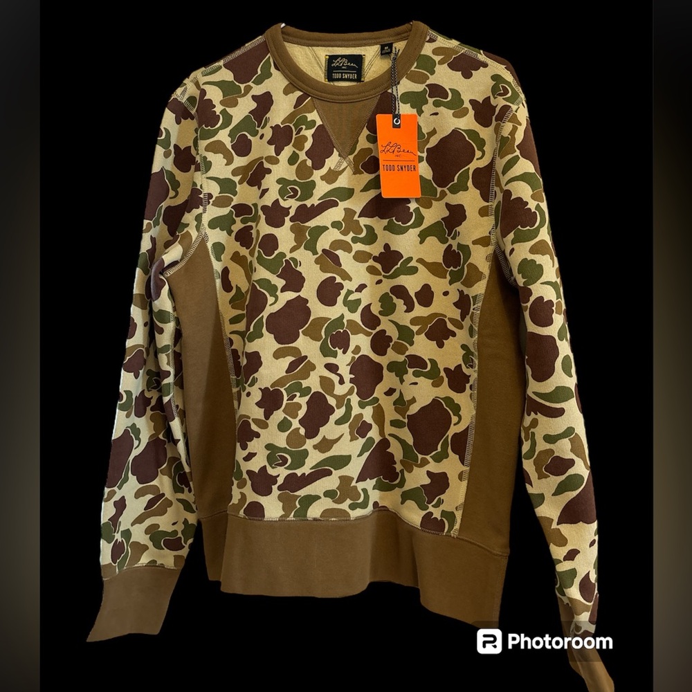 RARE L.L. Bean x Todd Snyder designer crewneck sweatshirt, frogskin camo NWT